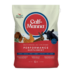 Manna Pro Calf-Manna sac 10 lb montrant l'emballage et l'usage facile