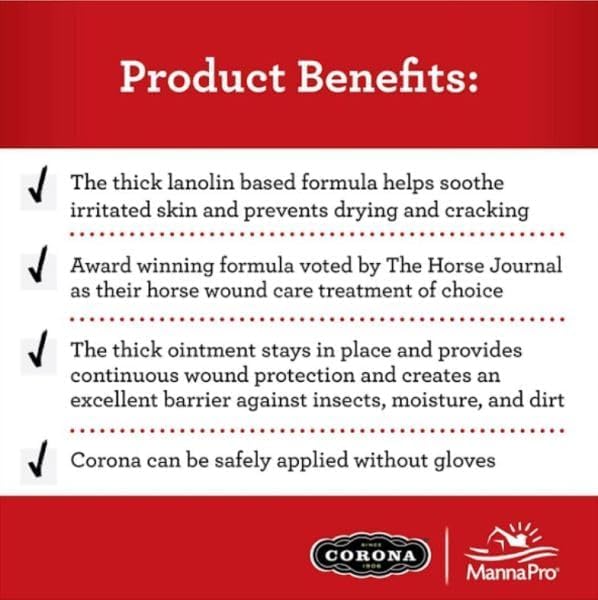 Manna Pro Corona Ointment gros plan sur la texture onctueuse qui hydrate efficacement