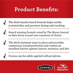 Manna Pro Corona Ointment gros plan sur la texture onctueuse qui hydrate efficacement
