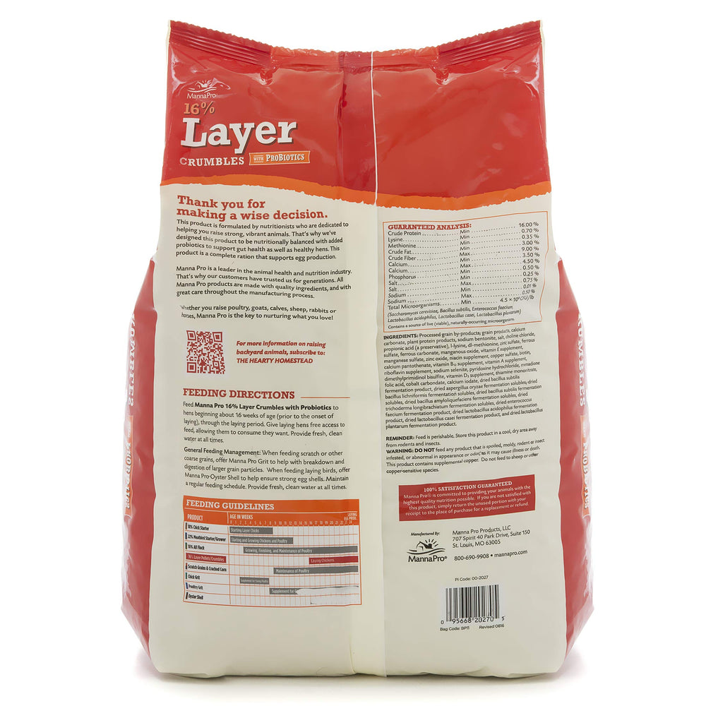 Manna Pro gros plan sur la texture crumble favorisant digestion facile