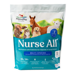 Manna Pro vue de face du sac 8 lb montrant l’emballage et la marque, aide au stockage