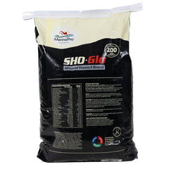 Manna Pro Sho-Glo gros plan des granules facile à mélanger et appétent