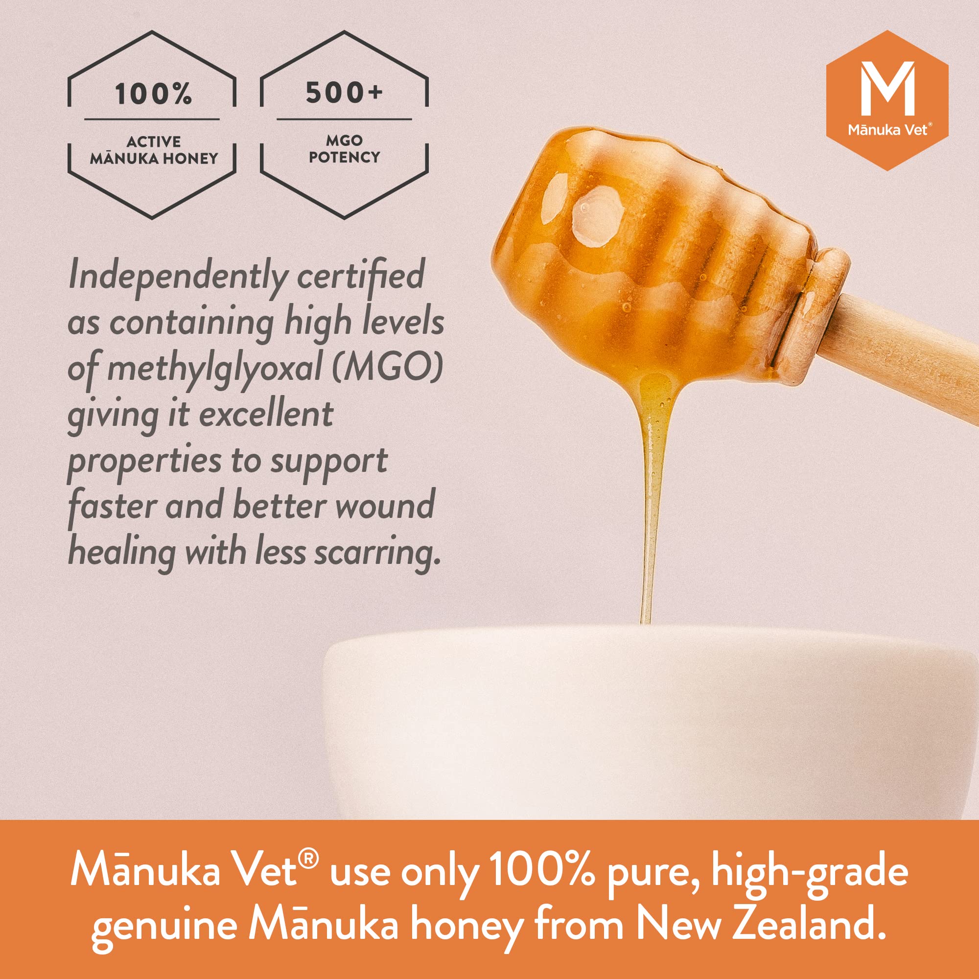 Emballage M Manuka Vet ouvert avec notice, simplicité d'utilisation à domicile