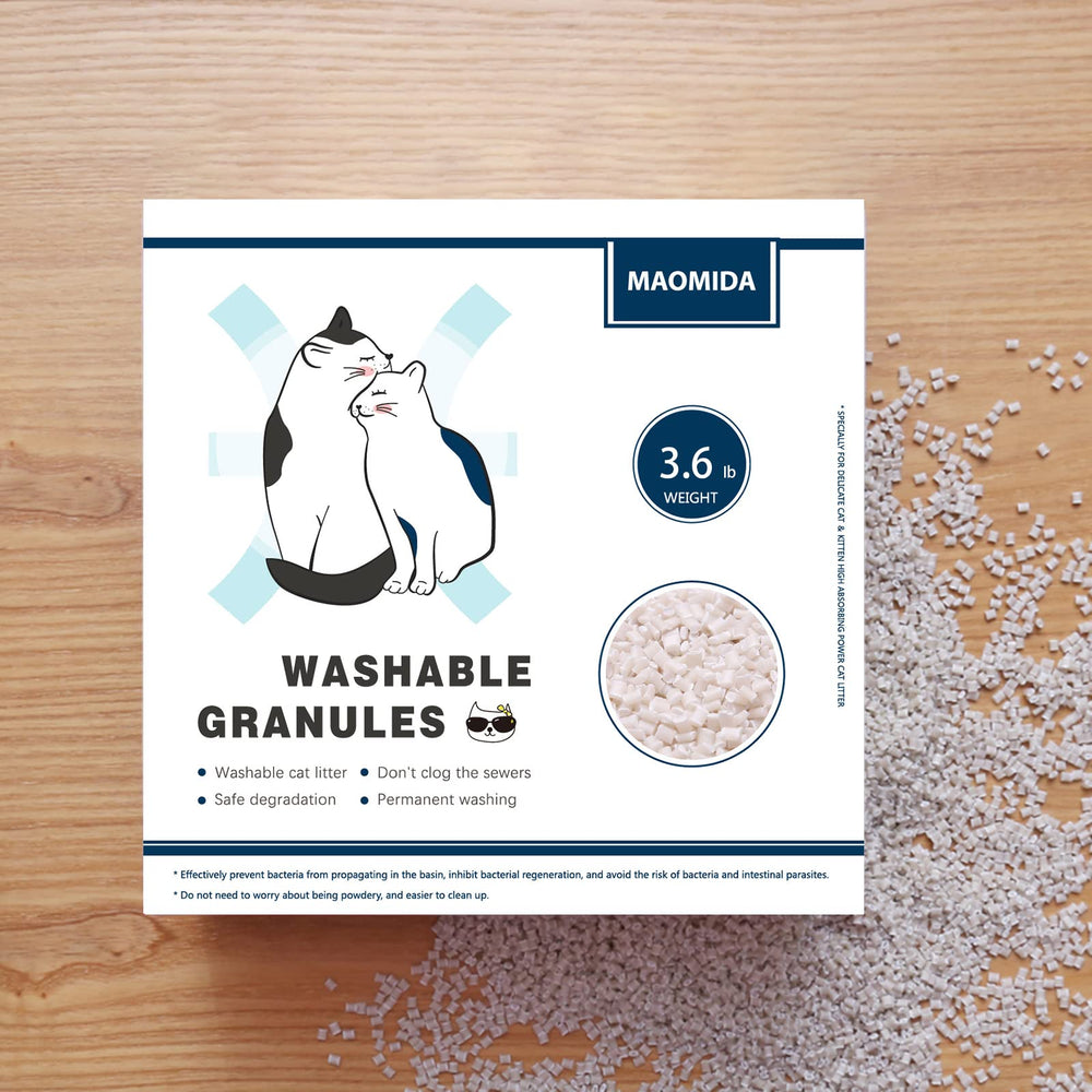 MAOMIDA gros plan sur granulés illustrant texture et absorption