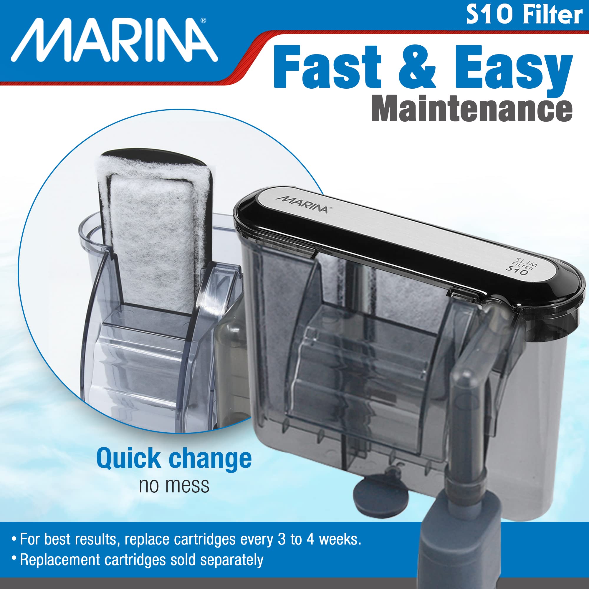 Marina S10 comparaison taille indiquant compatibilité jusqu'à 10 gallons