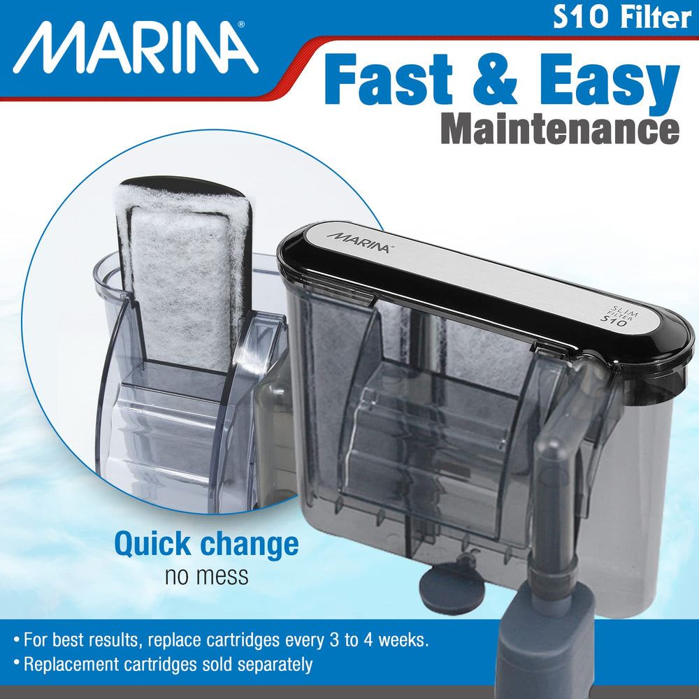 Marina S10 comparaison taille indiquant compatibilité jusqu'à 10 gallons