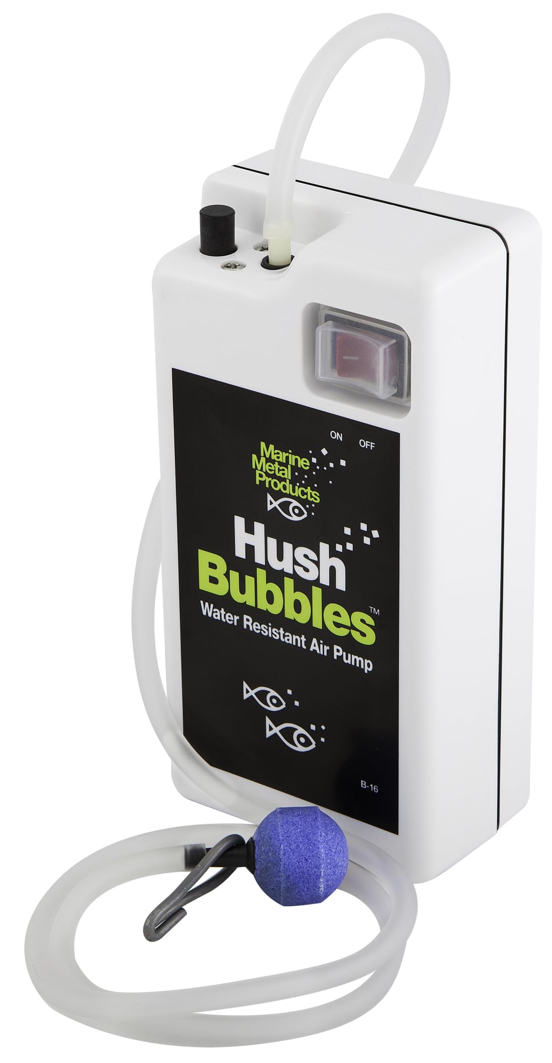 Marine Metal Hush Bubbles vue avant montrant boîtier robuste et clip inox protégeant l'électronique