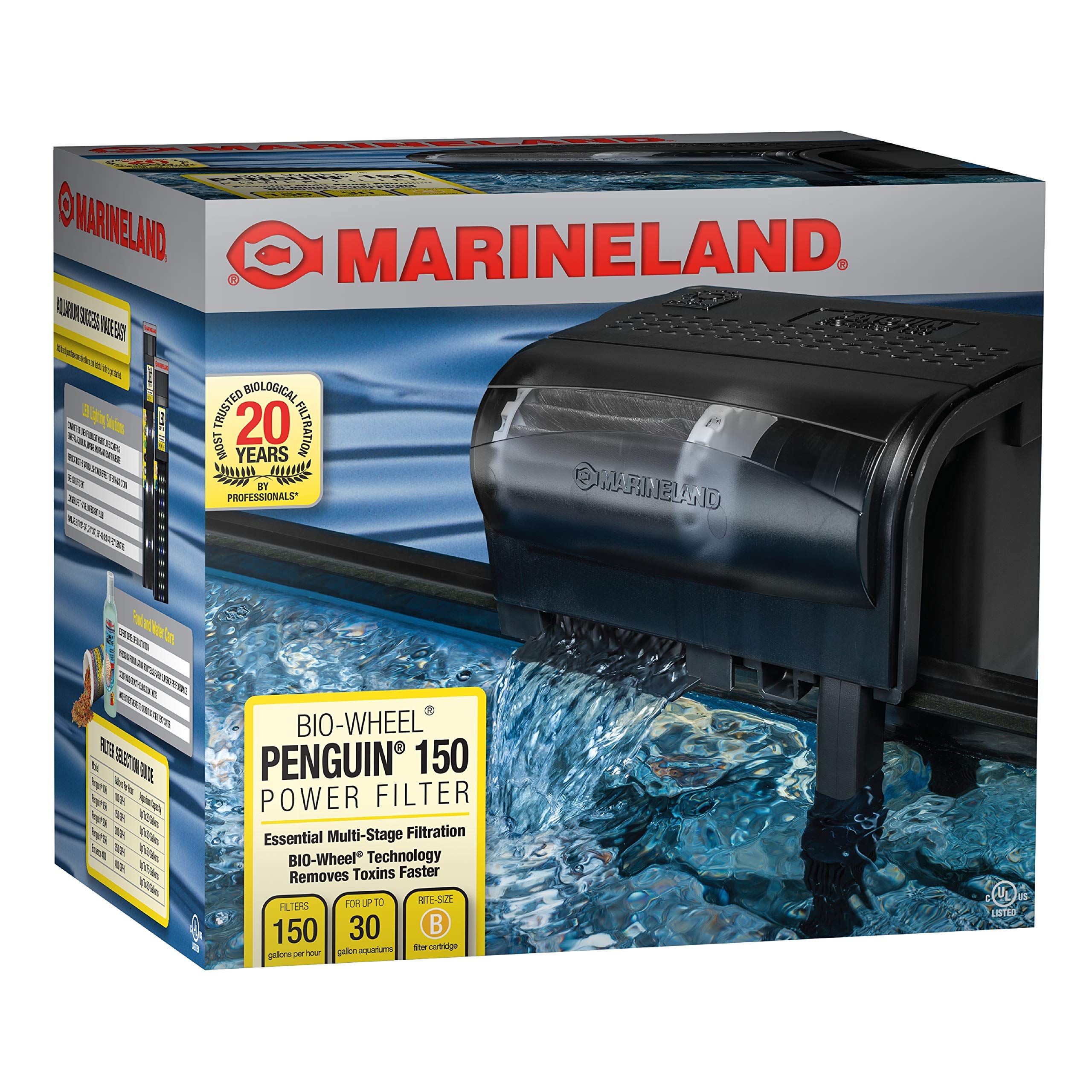 Marineland vue avant du filtre Penguin 150 GPH pour filtration complète
