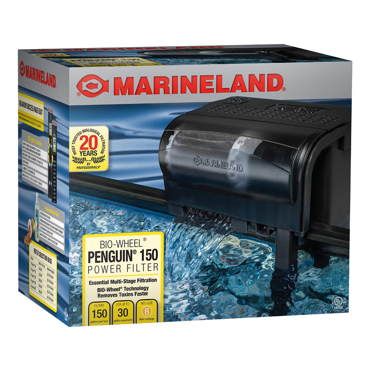 Marineland vue avant du filtre Penguin 150 GPH pour filtration complète