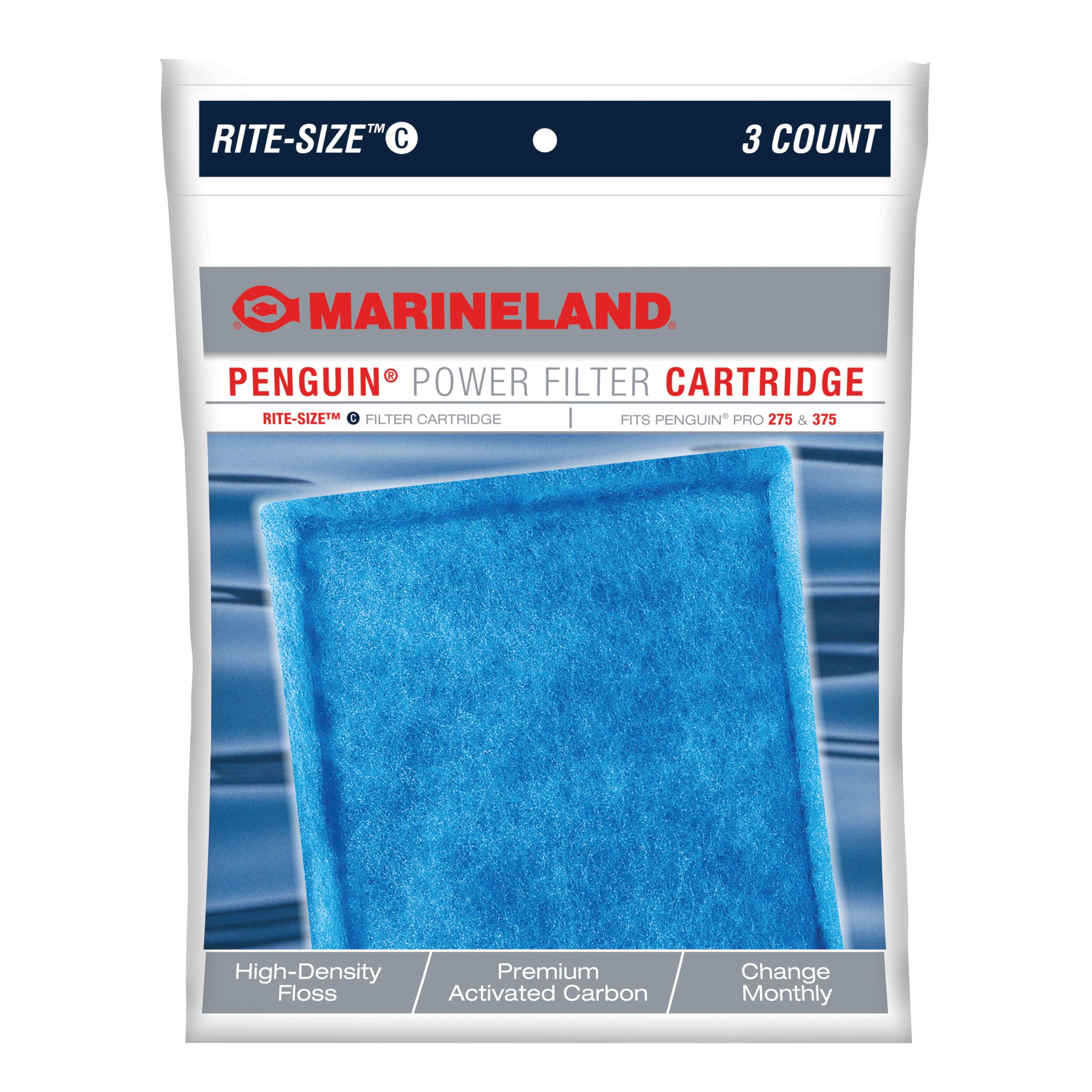 Marineland emballage Rite-Size C montrant identification et facilité