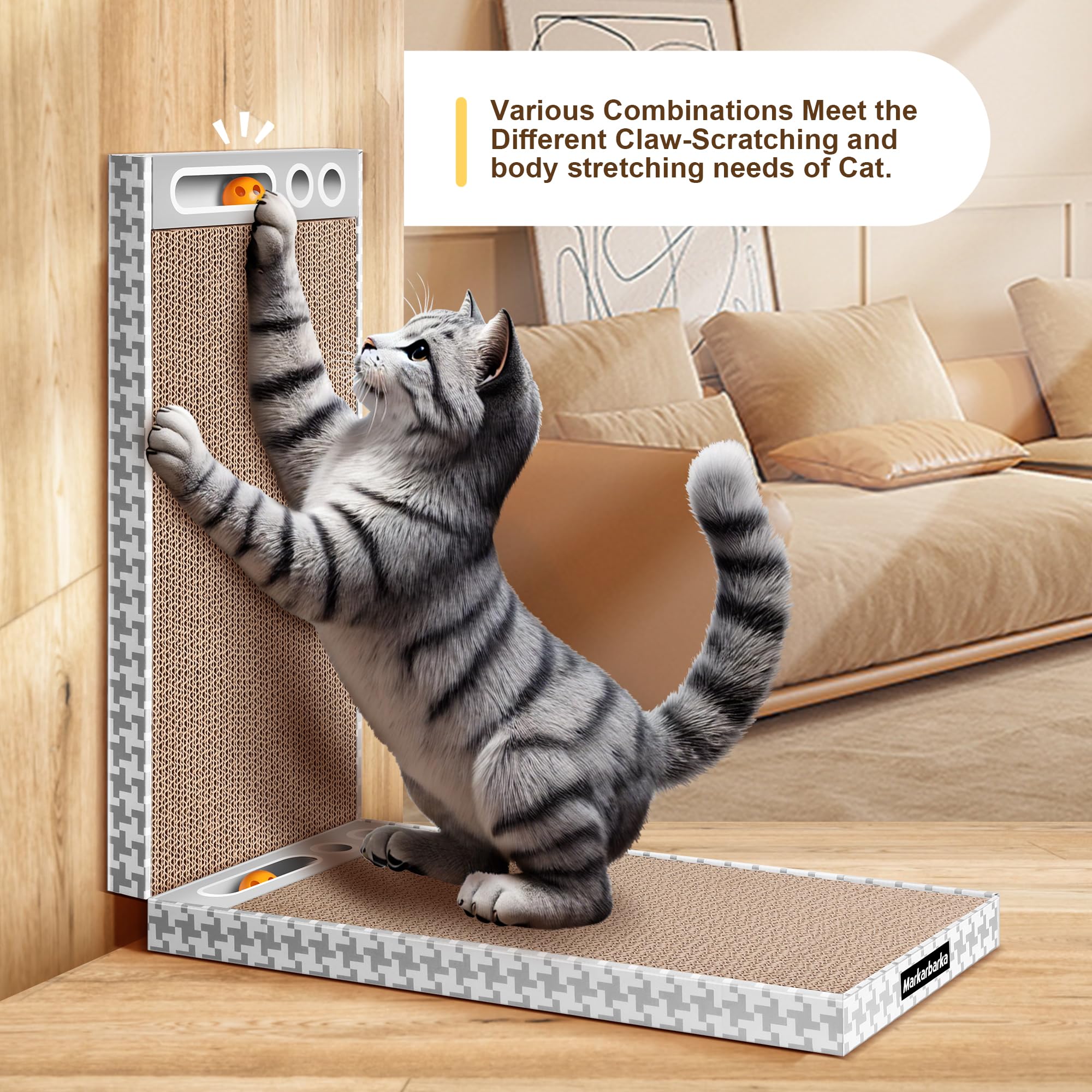 Markarbarka griffoir en usage par un chat encourageant comportement naturel