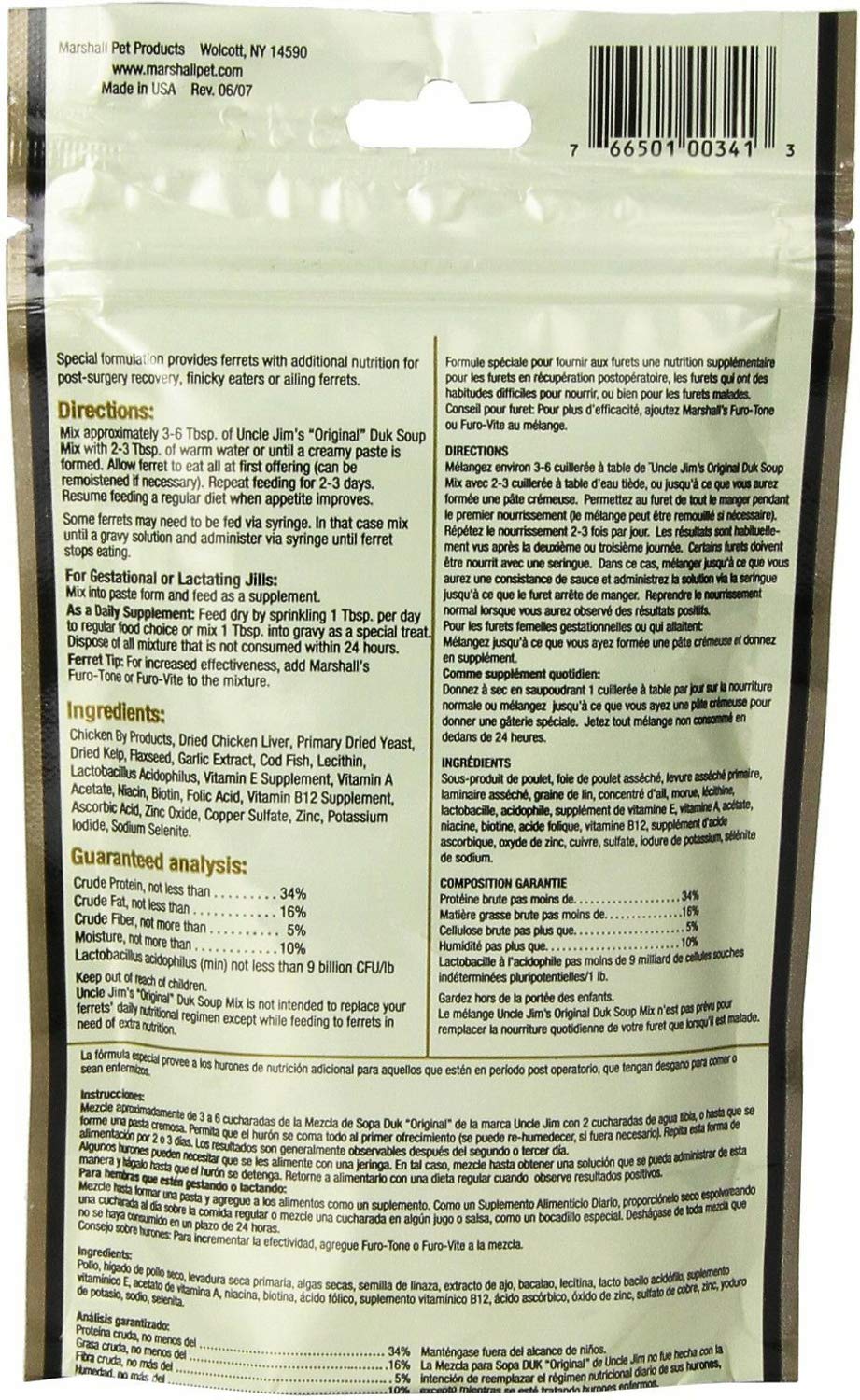 Marshall Uncle Jim's comparaison d'échelle montrant la quantité par sachet