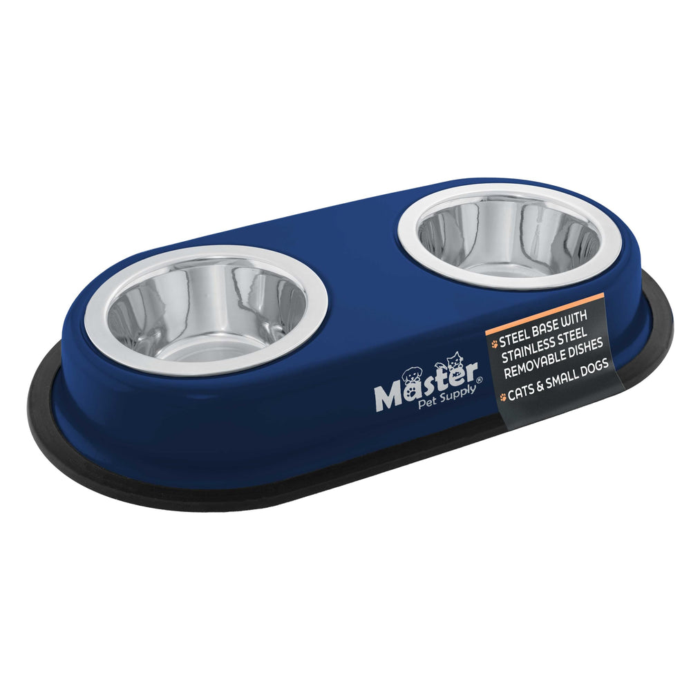 Master Pet Supply vue frontale du set double gamelles, stable et élégante