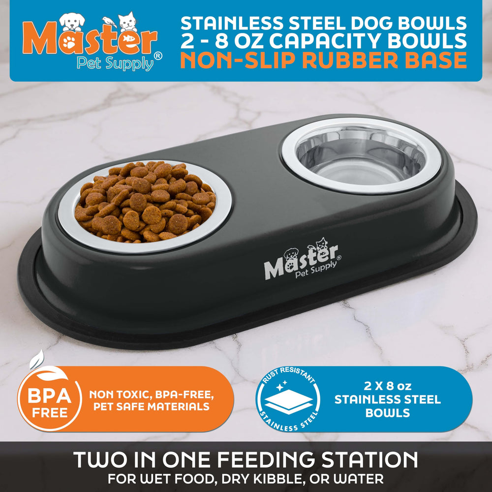 Master Pet Supply bol inox gros plan, anti-rouille et nettoyage facile