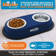 Master Pet Supply gros plan sur le bol inox amovible, facile à nettoyer