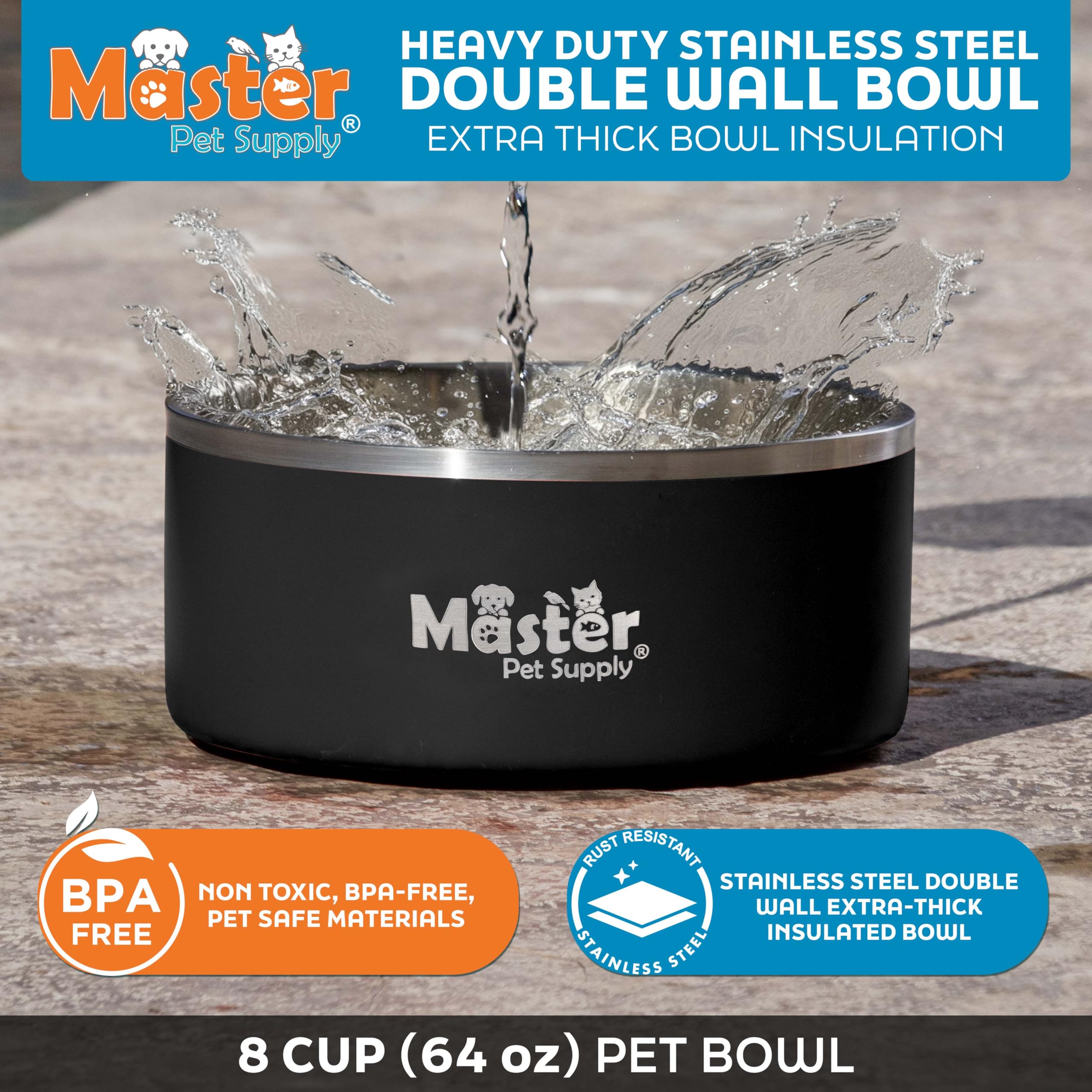 Master Pet Supply base caoutchouc antidérapante réduit les renversements