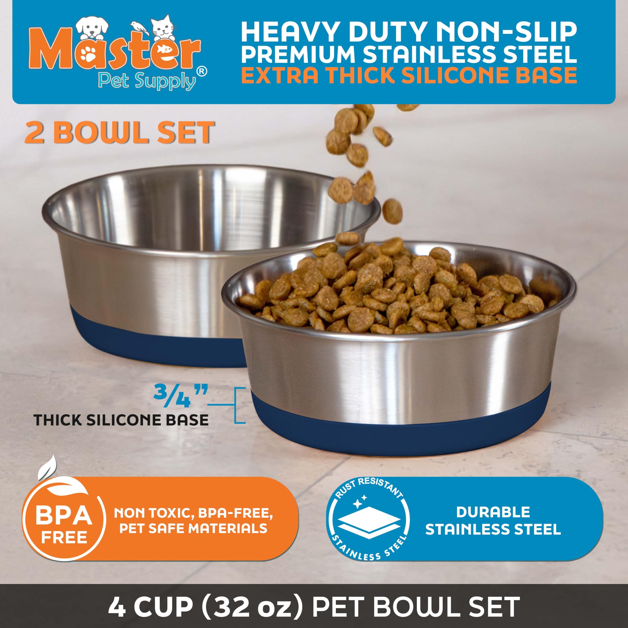 Master Pet Supply base silicone antidérapante, stabilité et protection du sol