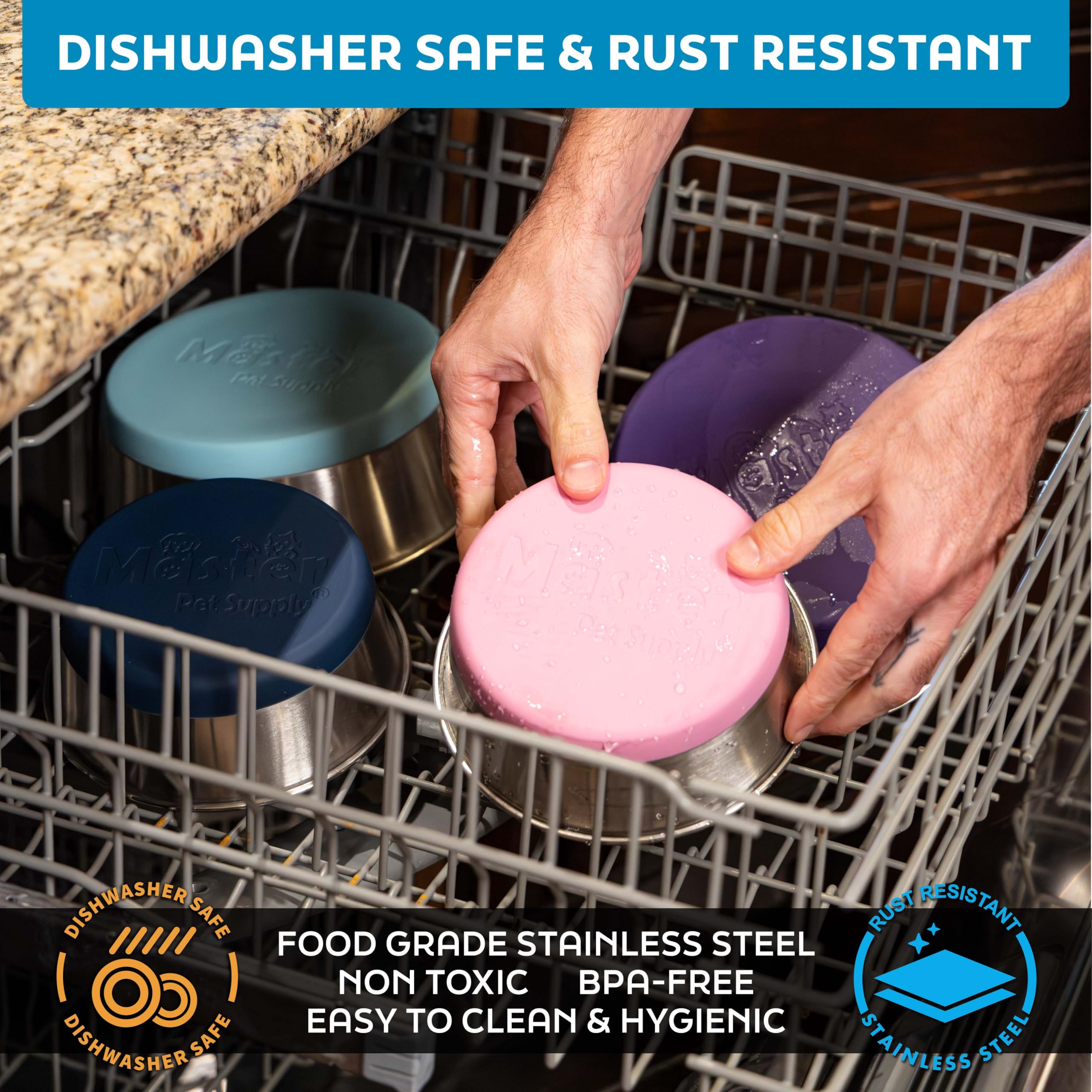 Master Pet Supply paire de gamelles sur table, solution double pour repas et eau