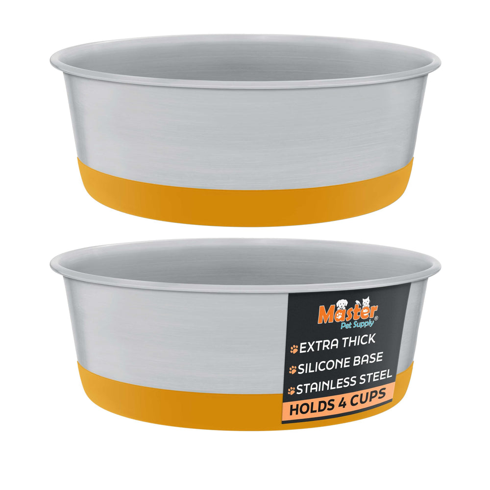 Master Pet Supply gamelle inox vue frontale, design Mango Tango et solidité