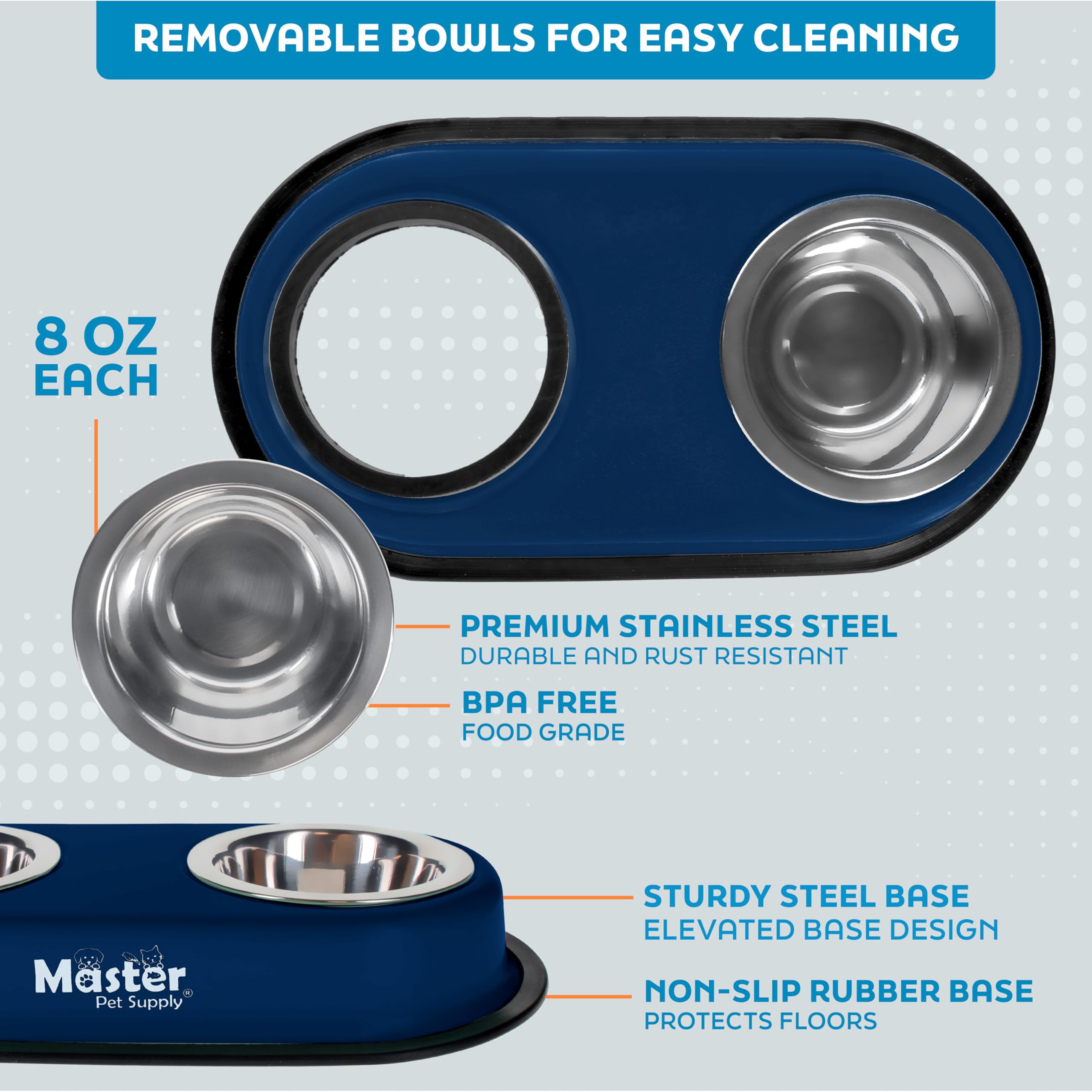 Master Pet Supply gamelles en usage par petit chien, repas plus confortable