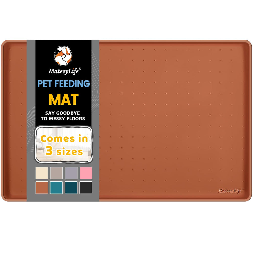 MateeyLife vue avant du tapis pour gamelles, protection de sol immédiate