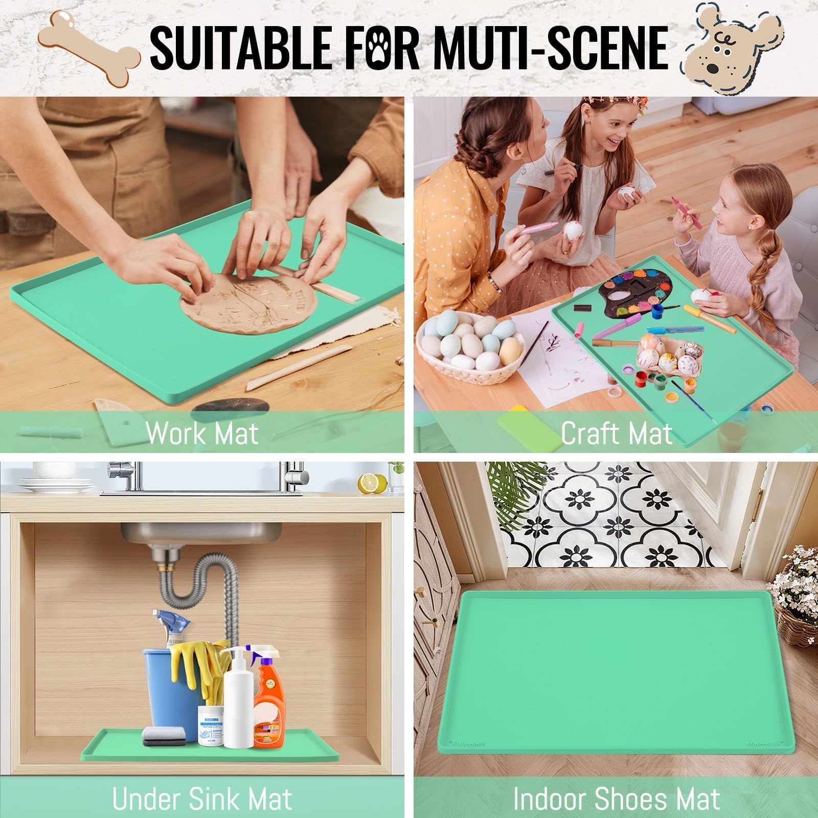 MateeyLife tapis comparé à une main pour échelle, visualise taille pratique