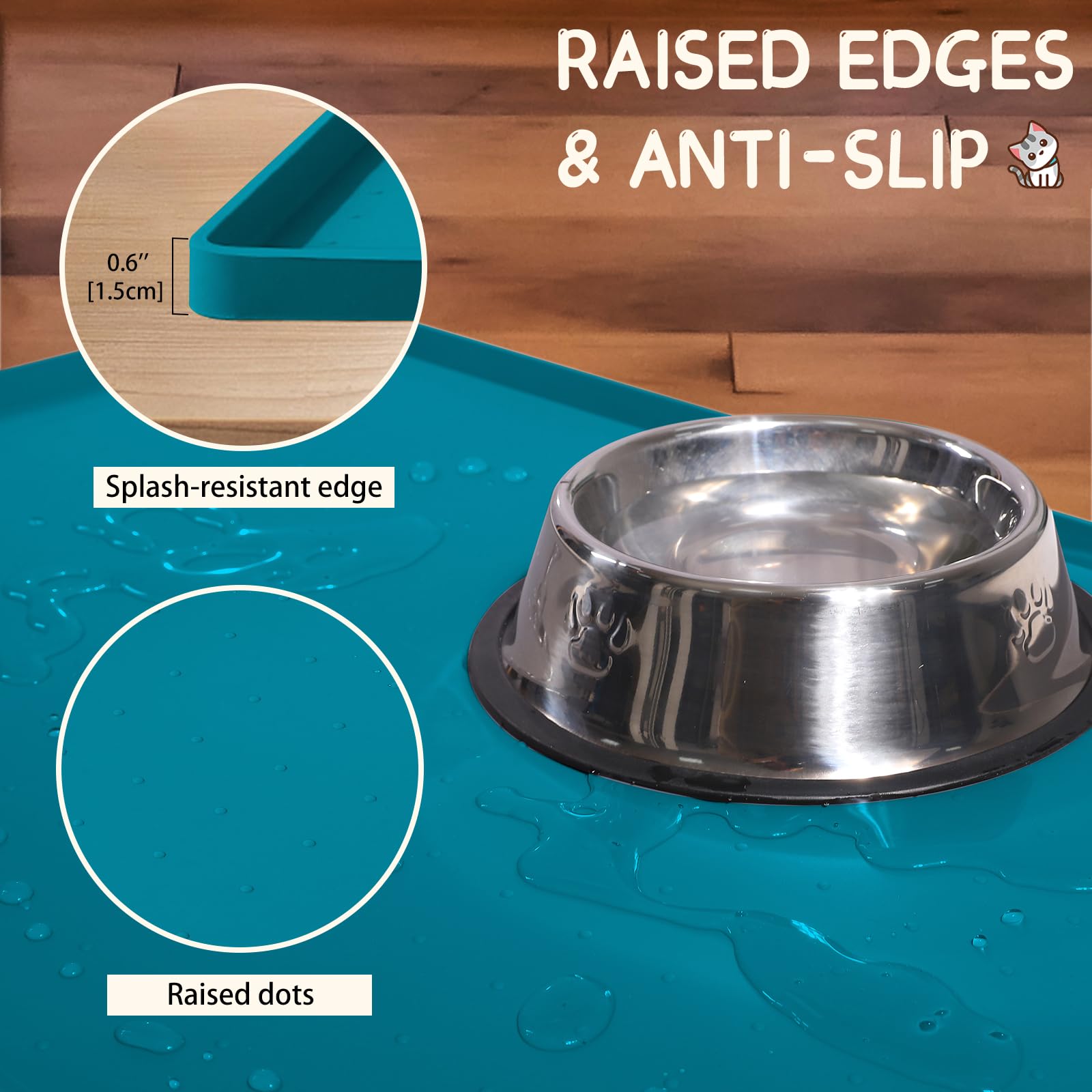 MateeyLife tapis avec bol d'eau et nourriture en usage empêchant éclaboussures