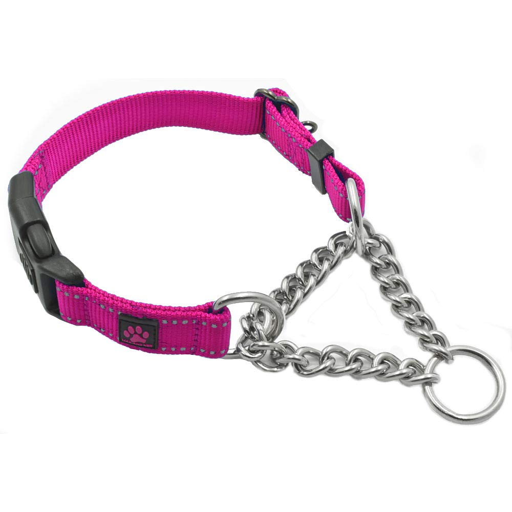 Max and Neo collier martingale rose vue de face, maintien sûr et esthétique