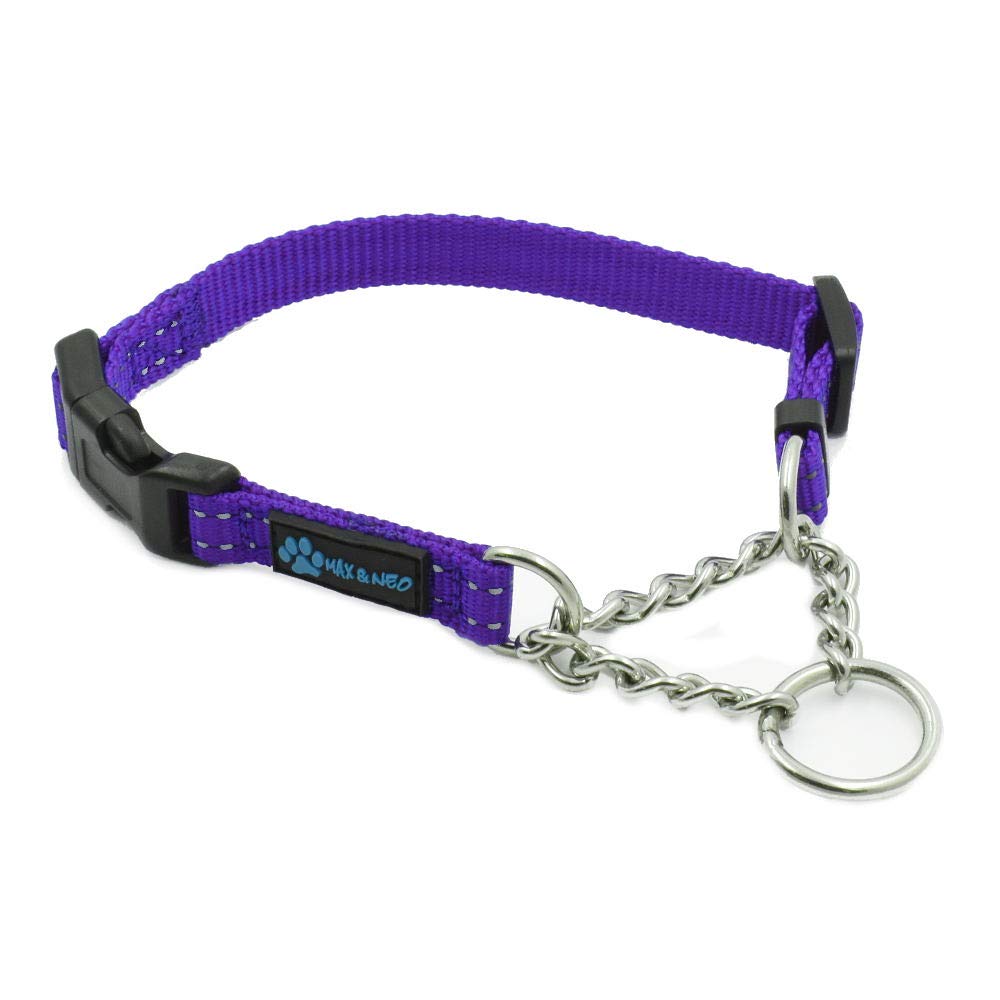 Max and Neo collier martingale violet vu de face, maintien sûr pour chiots