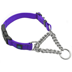 Max and Neo collier martingale violet face montrant solidité et style