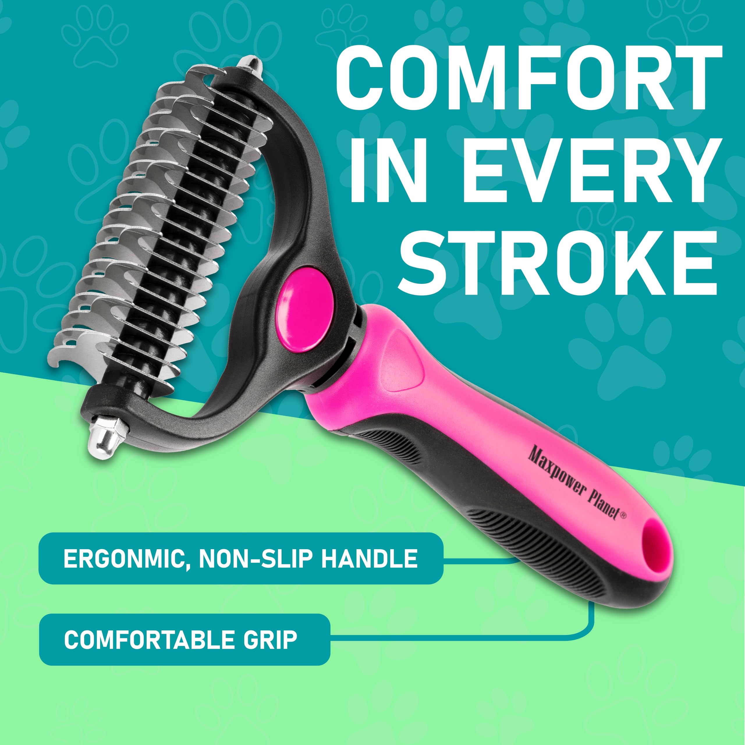 Maxpower Planet brosse à côté d’un ruban pour montrer l’échelle et la taille