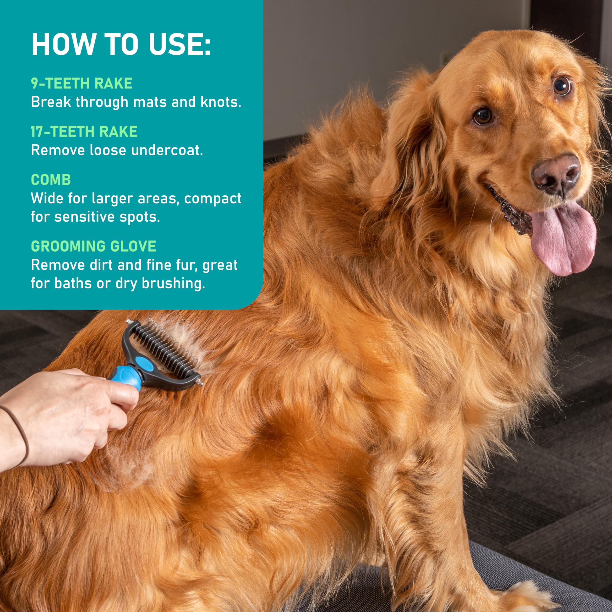 Maxpower Planet brosse utilisée sur un chien à poil long pour entretien facile