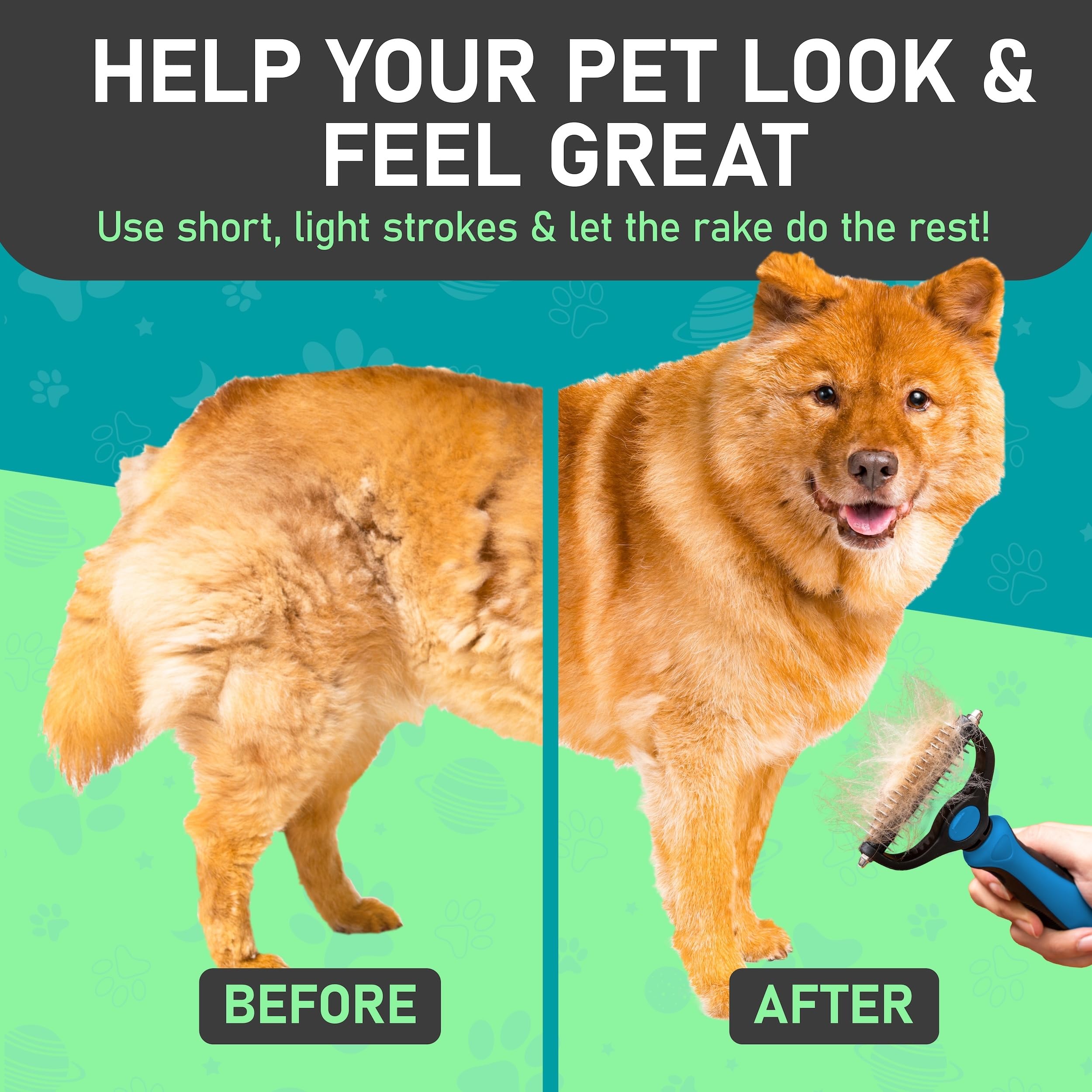Maxpower Planet utilisé sur un chien pour réduction visible du sous-poil