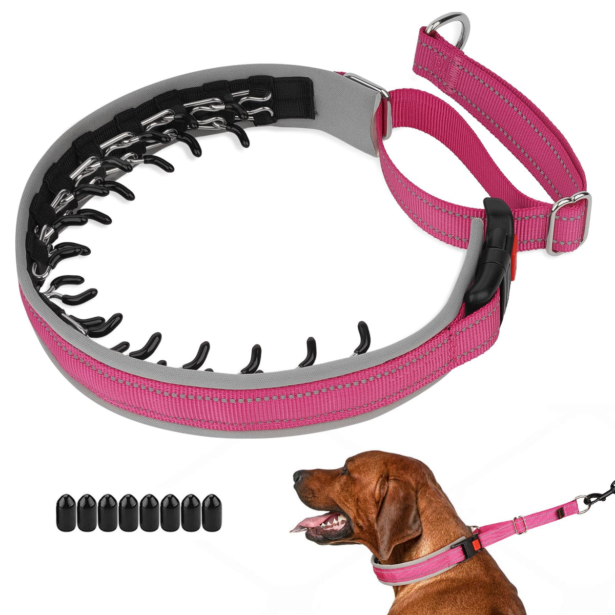 Mayerzon collier martingale hot pink vue avant, maintien fiable en promenade