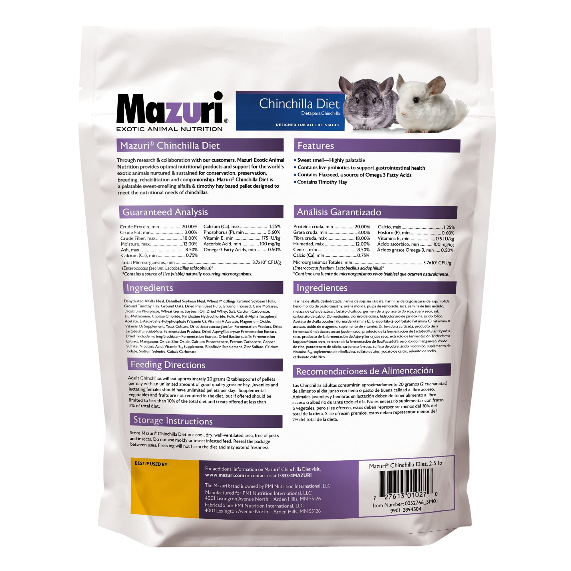 Mazuri granules gros plan montrant texture appétente pour chinchilla