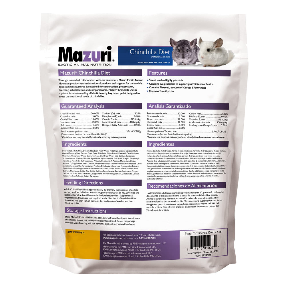 Mazuri granules gros plan montrant texture appétente pour chinchilla