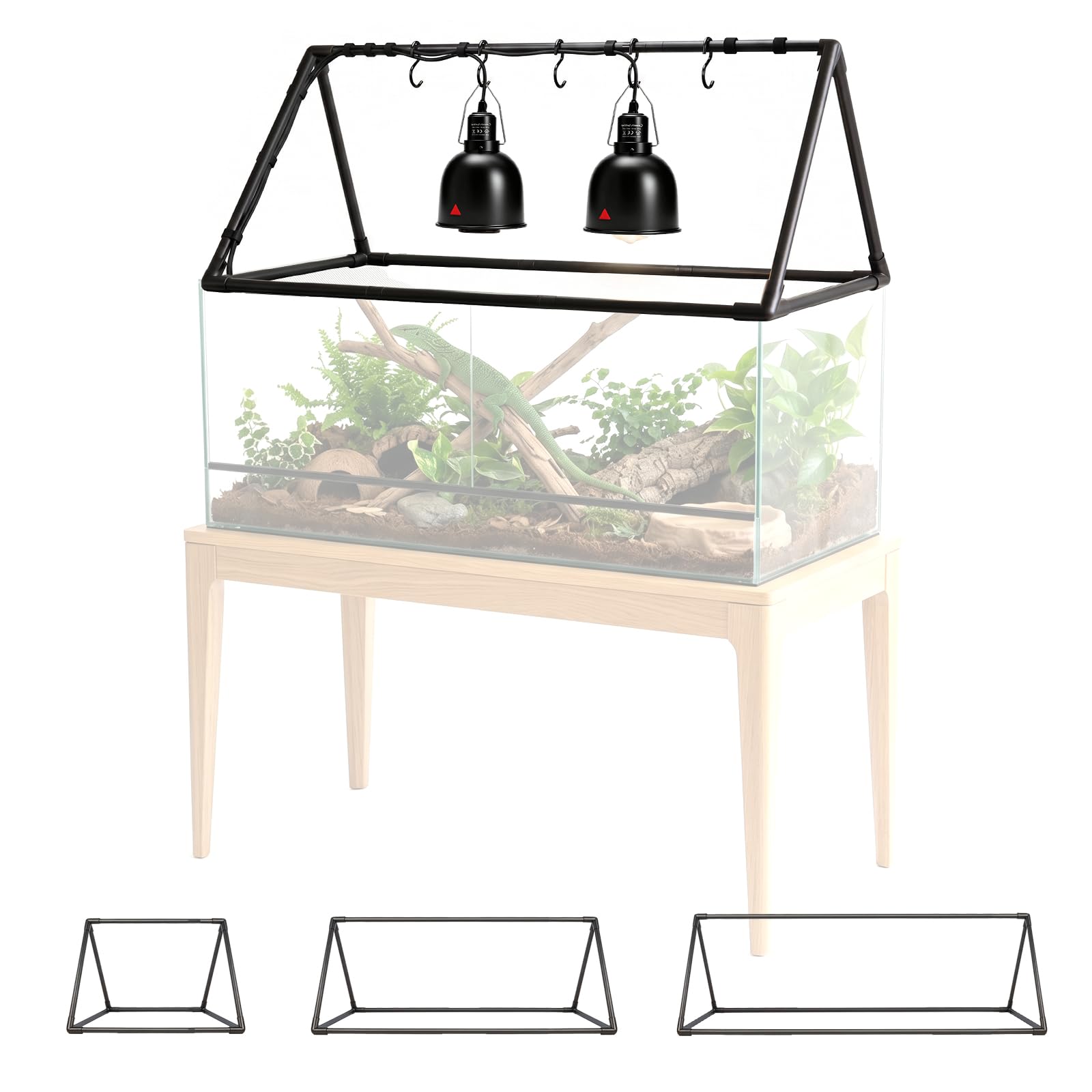 MECESOR vue avant du support lampe stable pour terrarium, sécurité renforcée