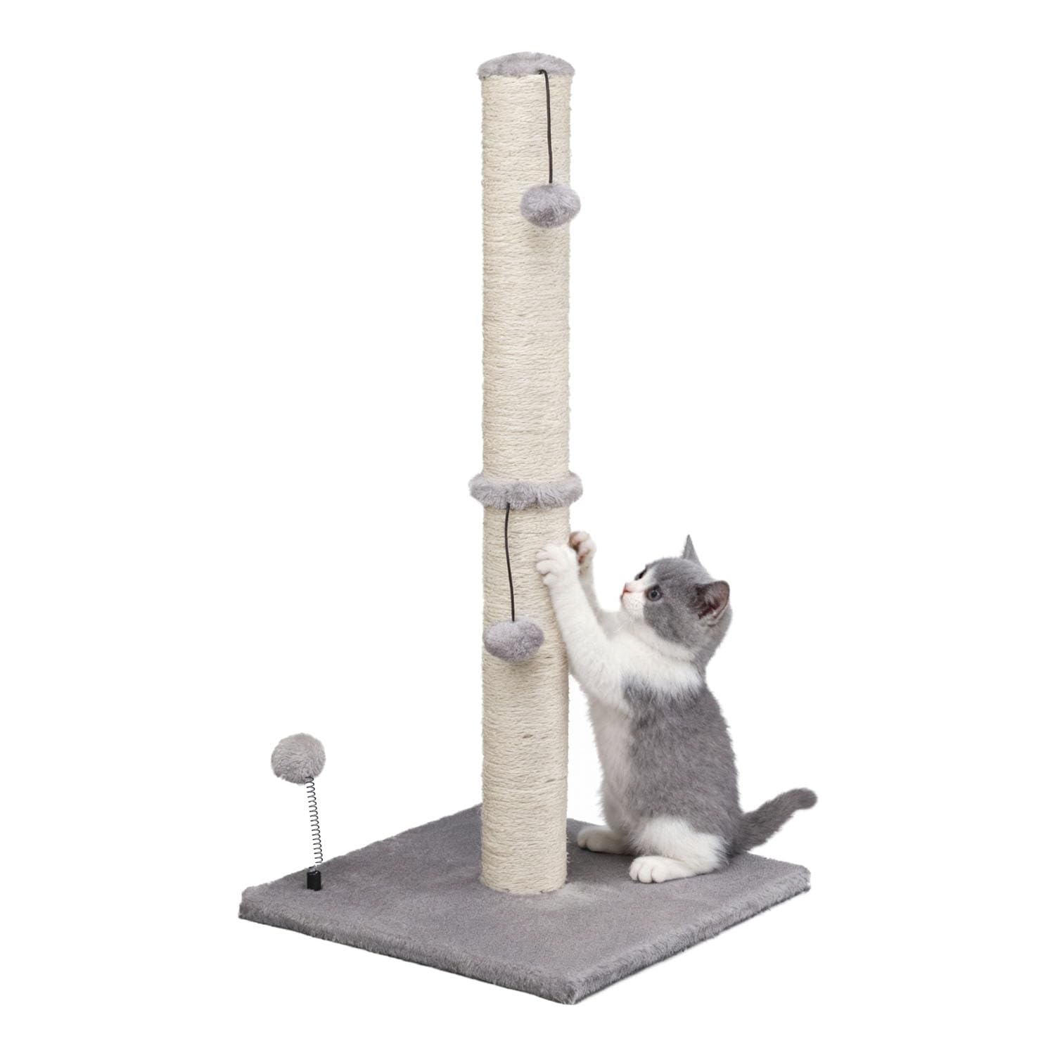 MECOOL vue de face du griffoir 34" gris montrant stabilité et design