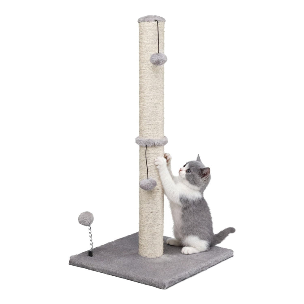 MECOOL vue de face du griffoir 34" gris montrant stabilité et design