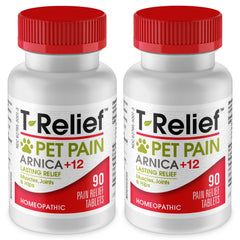 MediNatura T-Relief Pet Discomfort Relief face du pack montrant double flacon