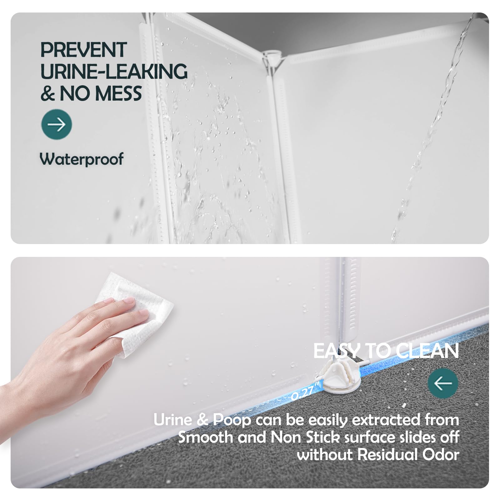 MEEXPAWS comparaison taille avec un bac illustrant dimensions utiles