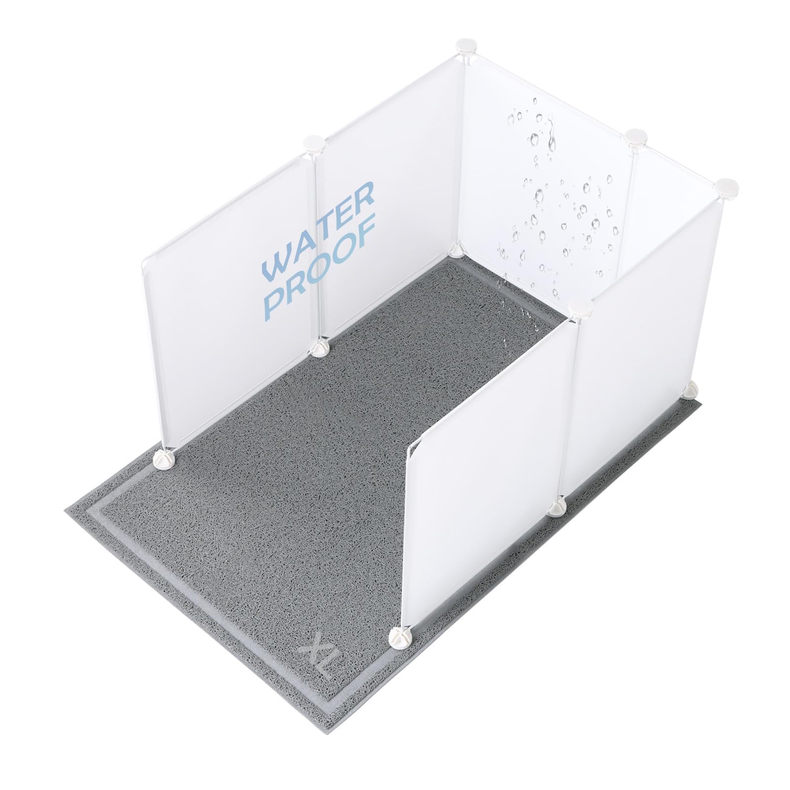 MEEXPAWS enclos avant blanc montrant protection et gain de propreté