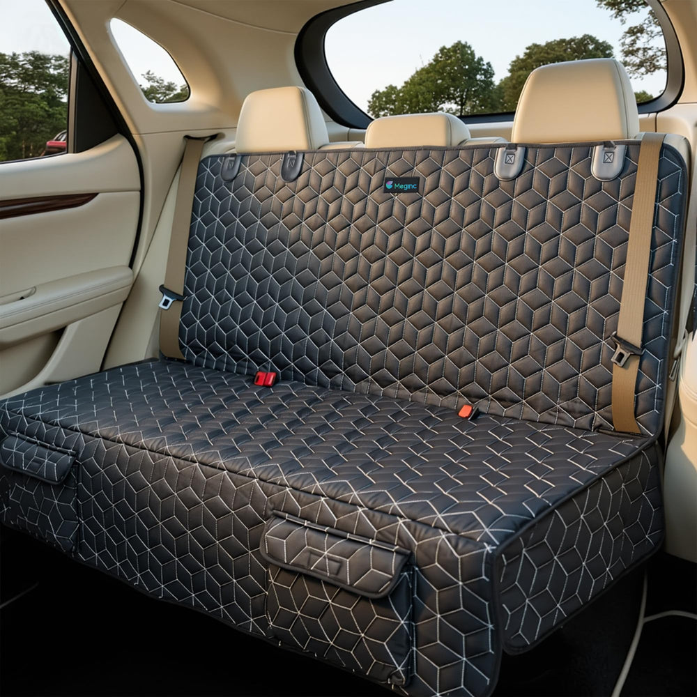 Meginc housse banquette arrière montrée installée, protège et facilite le nettoyage