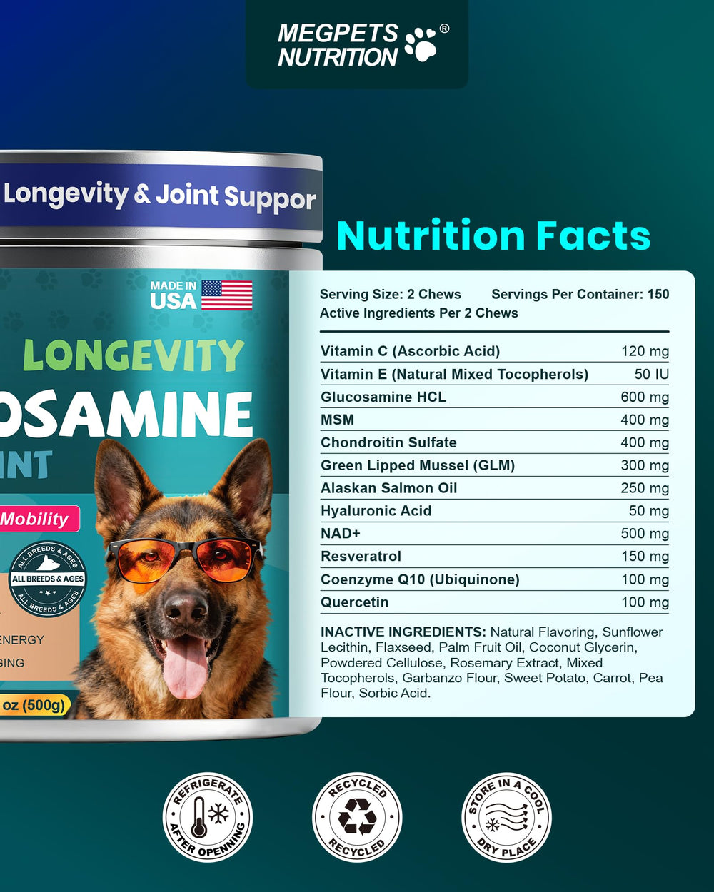 MEGPETS NUTRITION huile de saumon d'Alaska pour pelage brillant