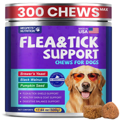MEGPETS NUTRITION pot avant montrant 300 chews et bénéfice praticité