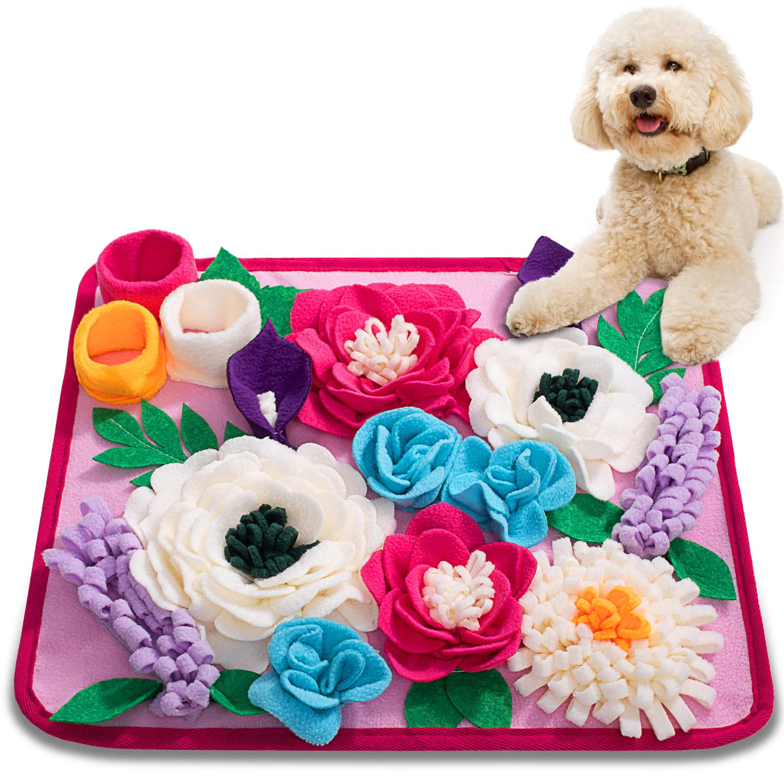 Meilzer tapis face avant rose montrant design floral et attrait visuel