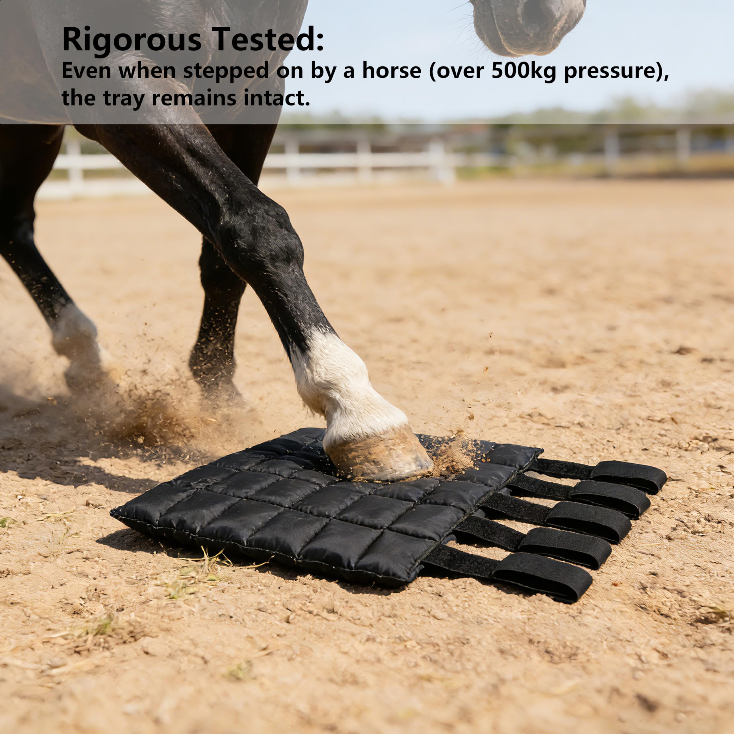 Mekenwi bottes posées sur membre de cheval pour application pratique