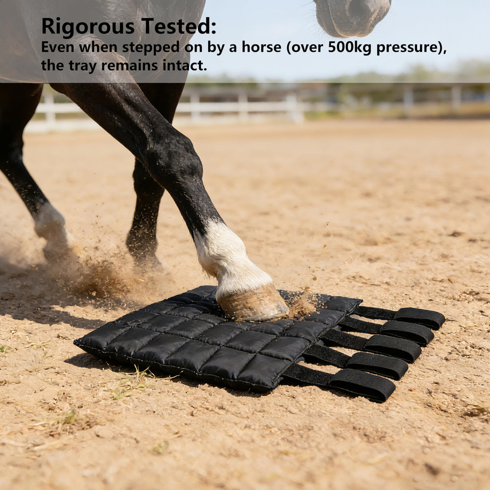 Mekenwi bottes posées sur membre de cheval pour application pratique