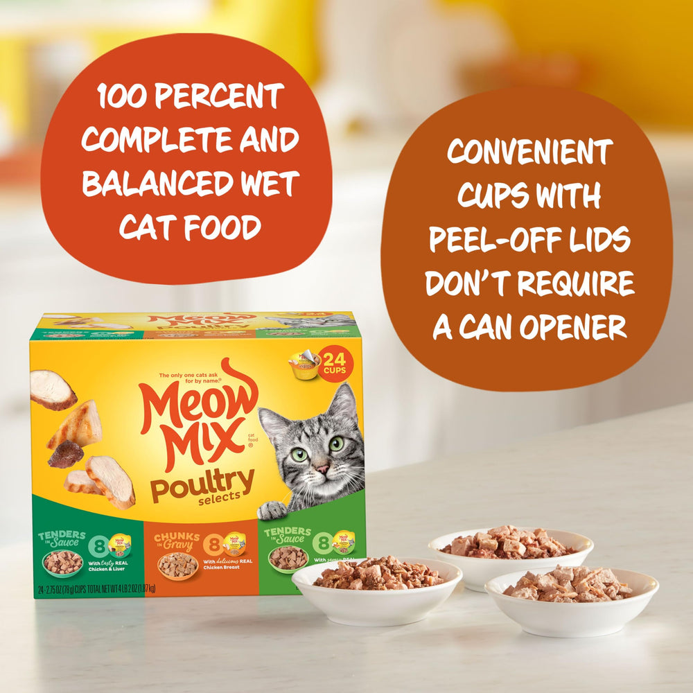 Meow Mix gros plan sur la texture des tenders en sauce pour appétit accru