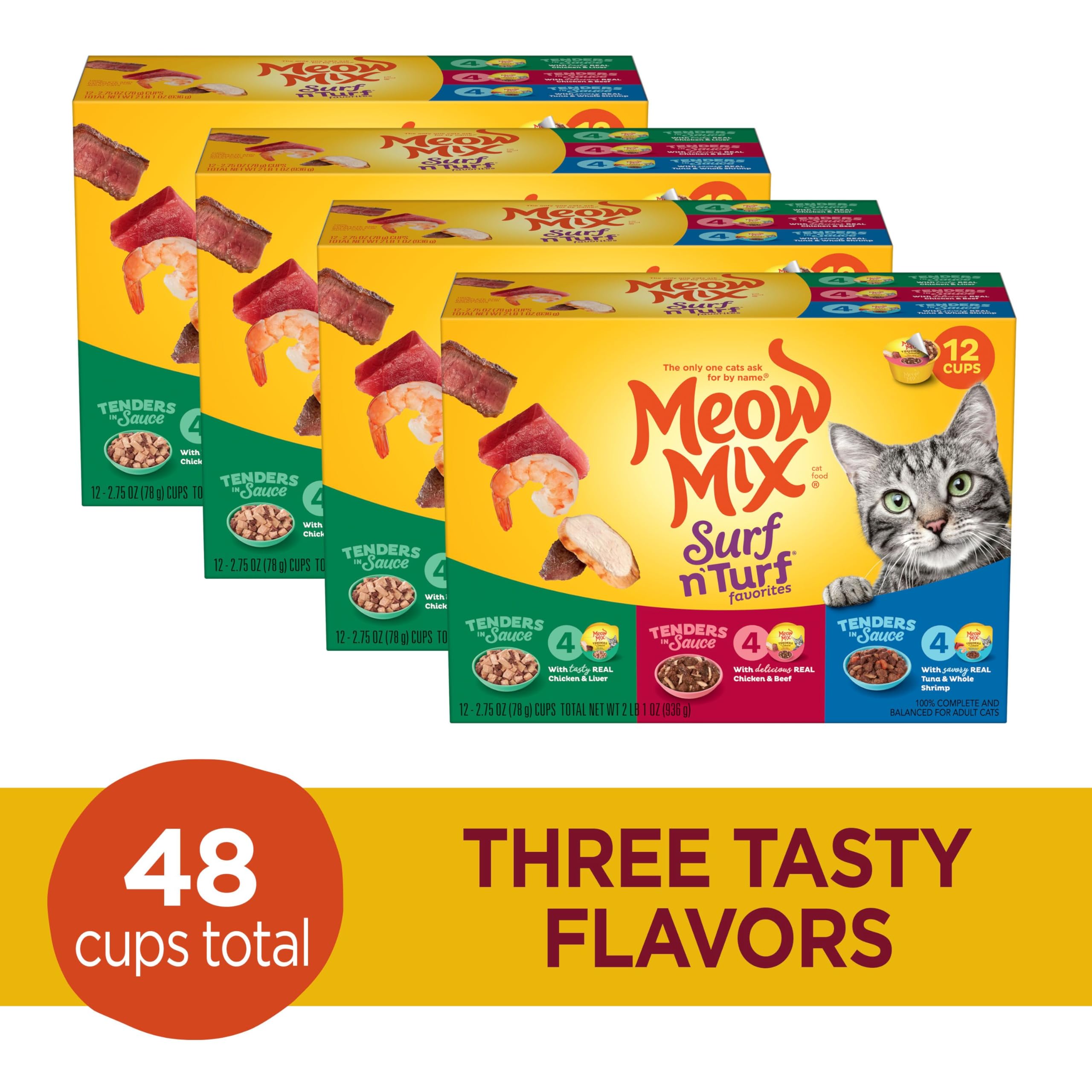 Meow Mix étiquette proche montrant recettes et informations nutritionnelles utiles
